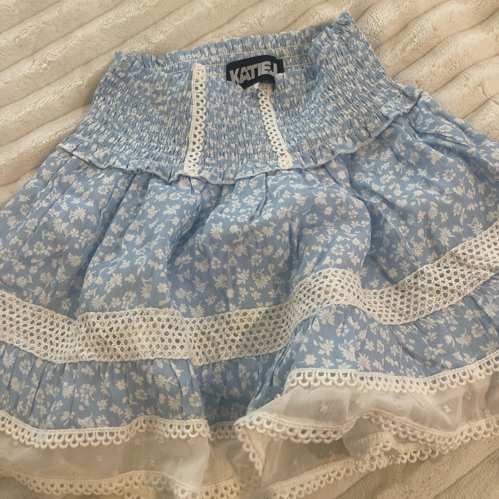 Katie J NYC Blue and White Floral Skirt